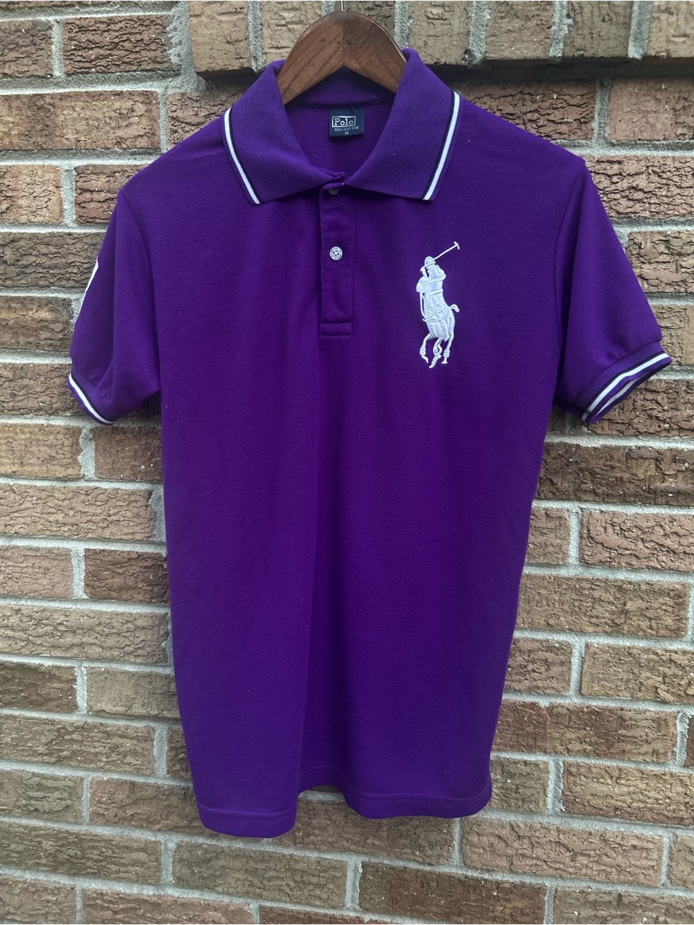 Polo by Ralph Lauren Purple Polo with White big pony Logo size medium